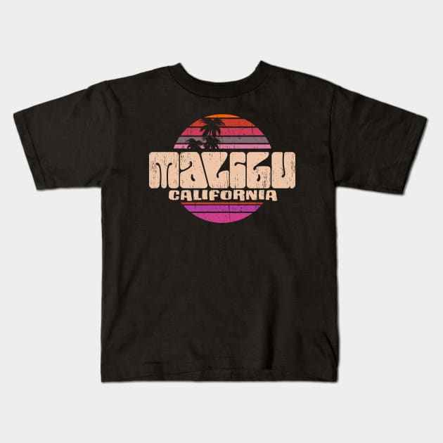 Malibu california vintage seventies sunset 70s retro style Kids T-Shirt by SpaceWiz95